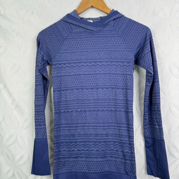 Lululemon Rest Less Hoodie Gatsby Blue White Long Sleeve Size 4 - Picture 7 of 13